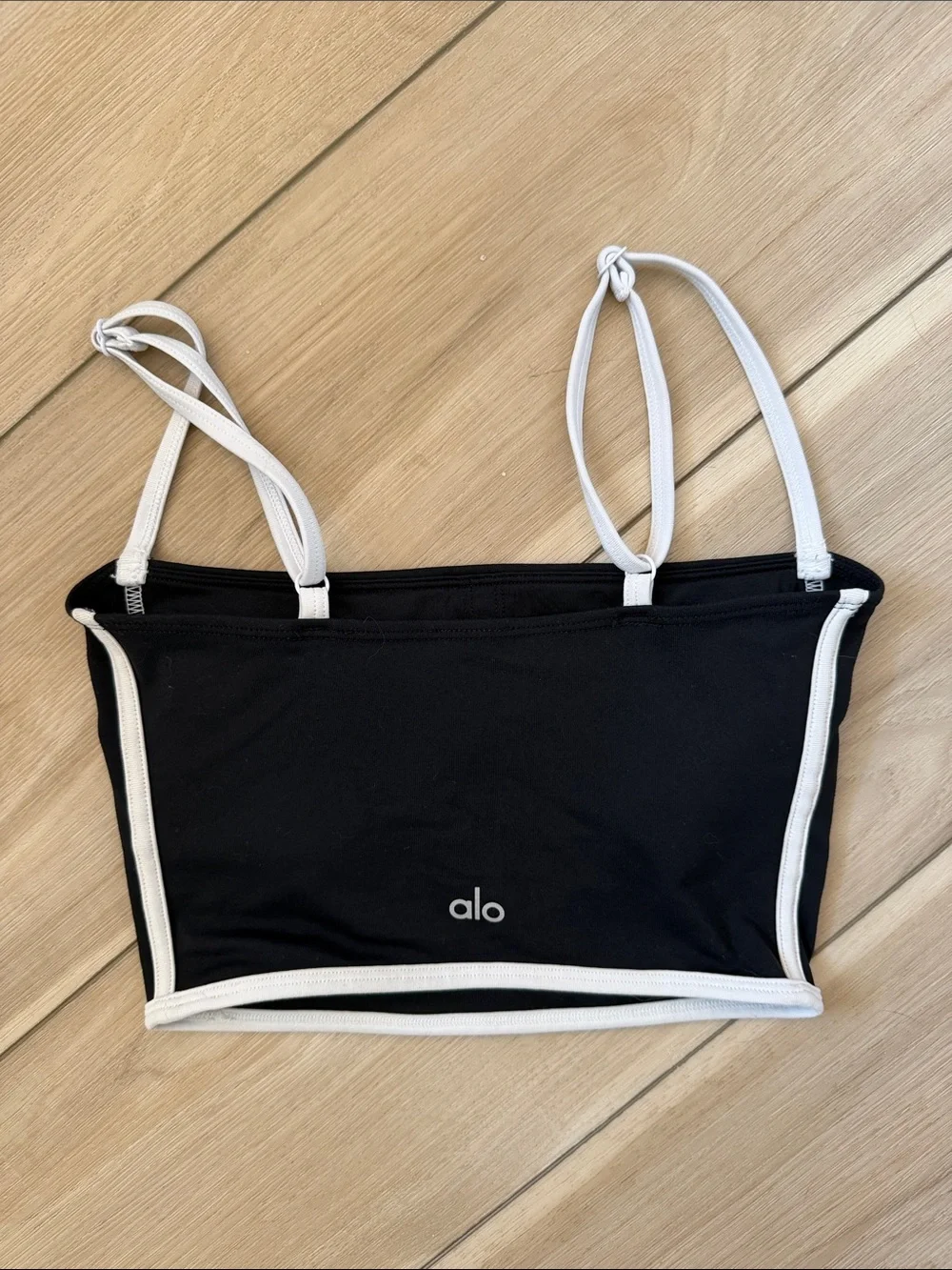 ALO Black & White Airbrush Streamlined Bra Tank
